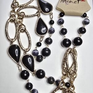 Monet Black and Gold Statement Necklace